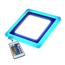 Hot Sale 6W 9W 18W 24W RGB LED Square Panel Light Dimmable RGB Double Color 6W+3W